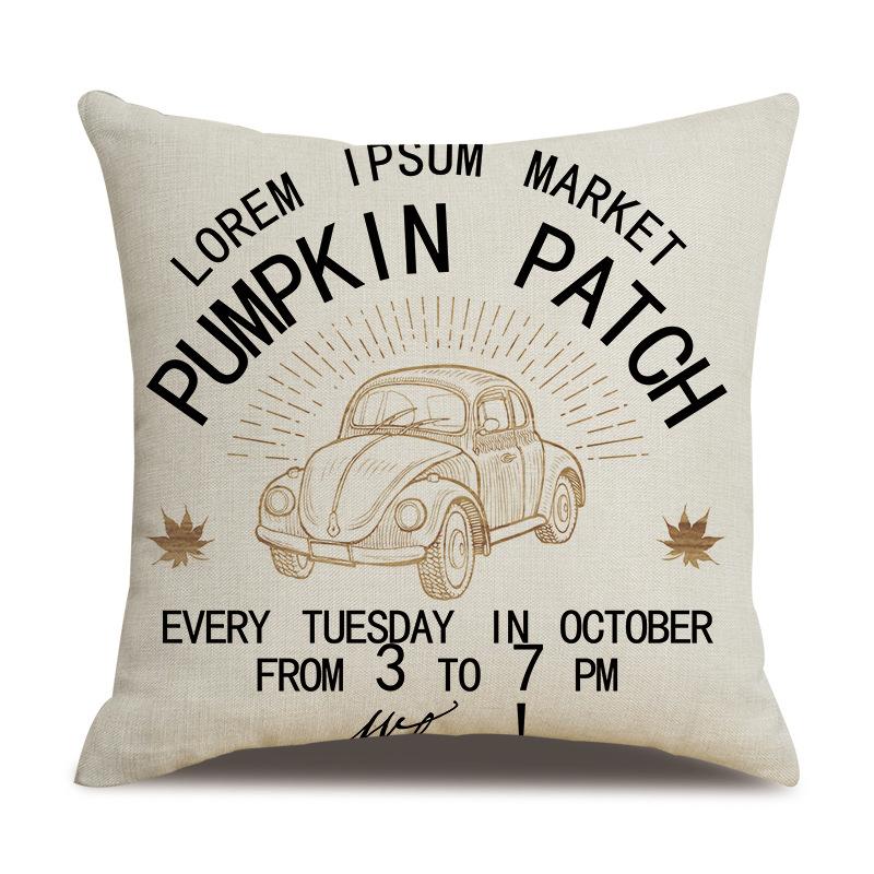 Thanksgiving Linen Pillow Case Autumn Pumpkin Print Supply Pillow Cushion Cover Premium Durable Quality Useful