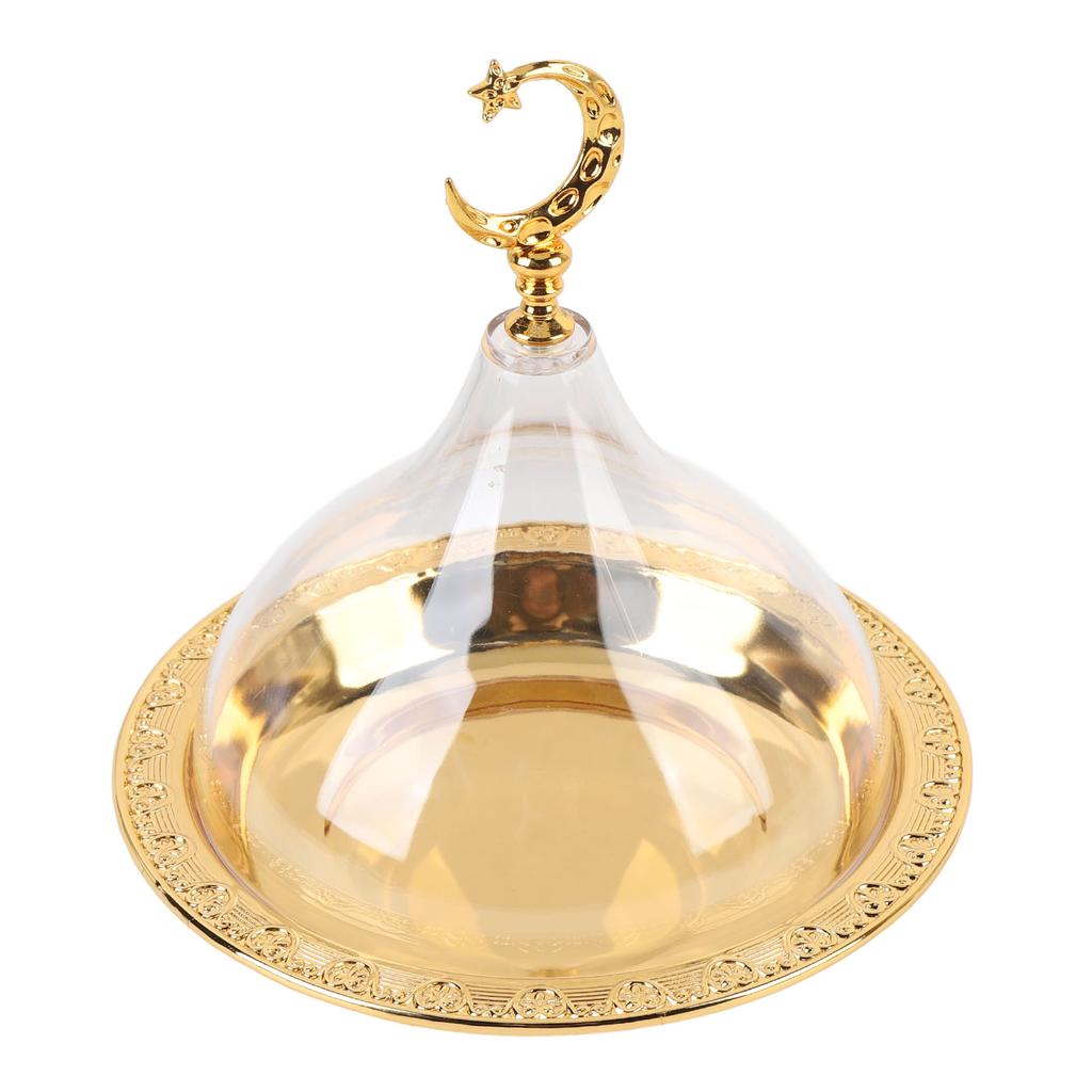 Vassoio da portata per snack Stile Elegante Europeo Colore Puro Intaglio Placcatura Oro Forma Rotonda Piatto da portata decorativo con