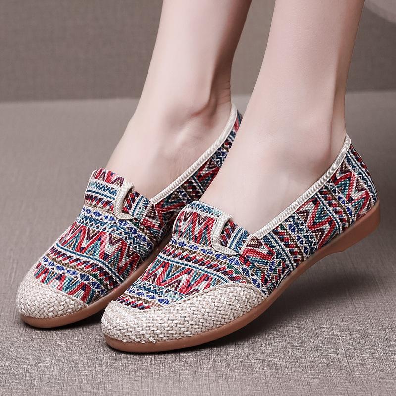 

Spring and summer new single shoes women s middle-aged and elderly canvas shoes cotton and linen breathable beef tendon sole casual fisherman shoes 35