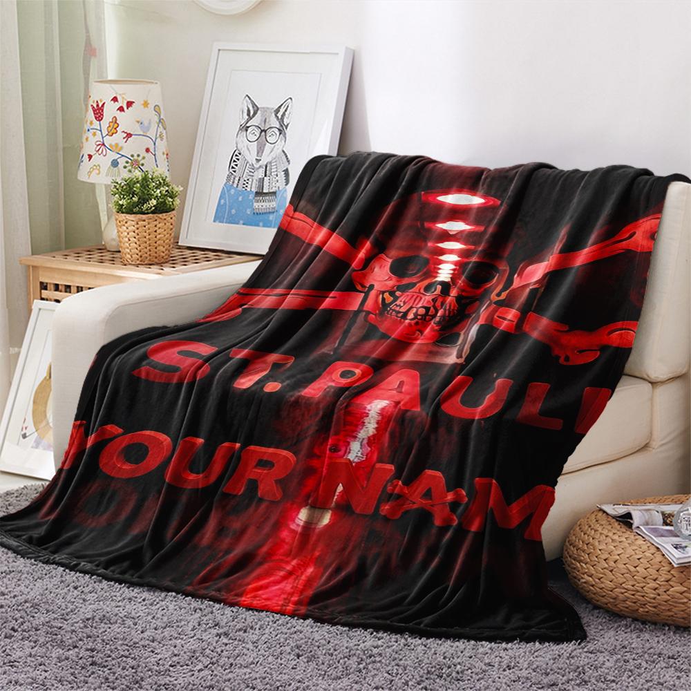 1PC Custom Name ST.pauli Patterned Flannel Blanket Suitable For All Seasons for Home Decor Warmth and Comfort Gifts Holiday Present_xia