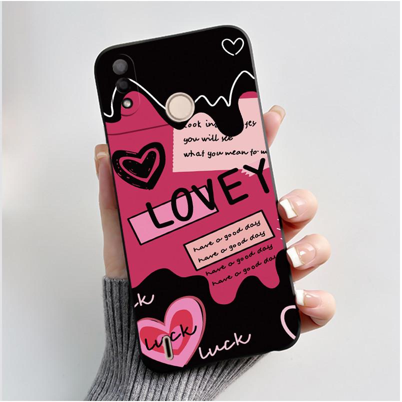Black Case For Itel P33 Plus Bumper Soft Silicone Jelly Shell Anime Popular Sunflower Wildflower Painted Shockproof Cover