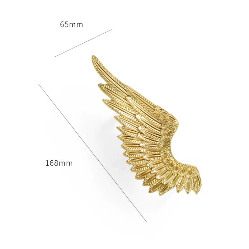 Solid Brass Angel Wings Wardrobe Handles | Gold Plated Matte Finish | Nordic Style Cabinet Knobs | High-Grade Creative Hardware
