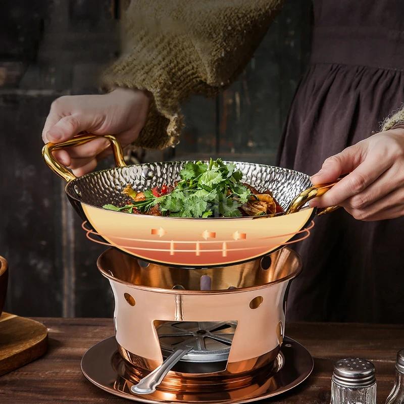 Komerční alkoholový vařič suchý hrnec Speciální nádobí Chinoise hot pot Tvar kladiva Zesílená nerezová ocel 304 sada na suchý hrnec