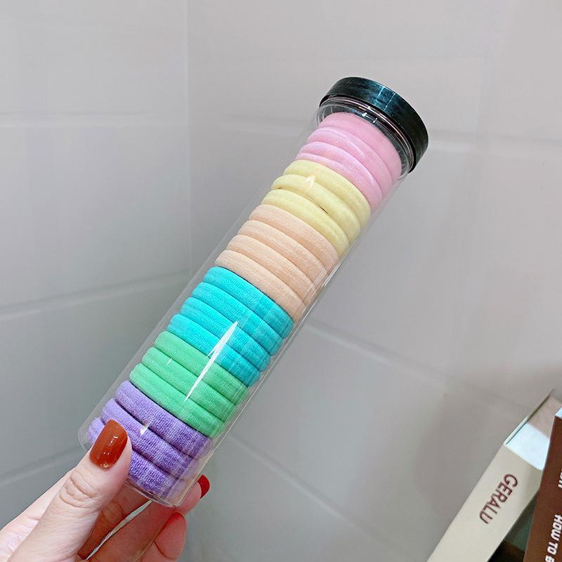 20 Peças de Elástico de Cabelo Simples Coreano Ins Elástico de Cabelo Feminino Alta Elasticidade Durável Espesso Sem Costura Anel de Cabelo