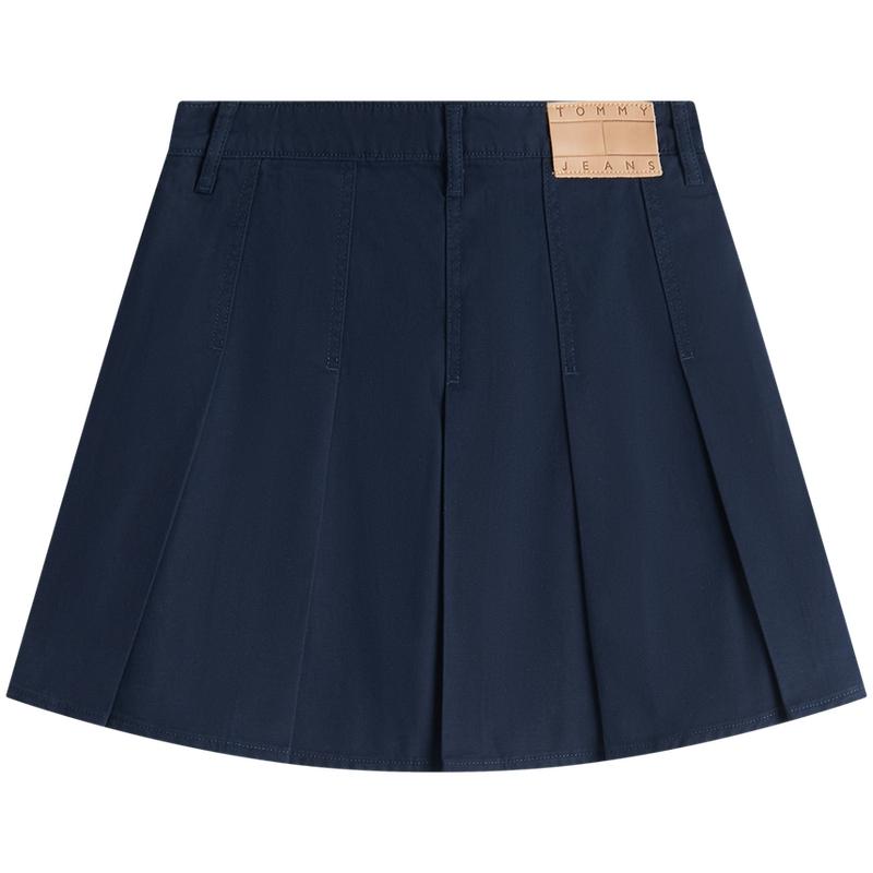 Tommy Hilfiger Cotton Micro-Fleece Trendy College Style High-Waisted A-Line Pleated Denim Skirt Women skirts DW0DW23149