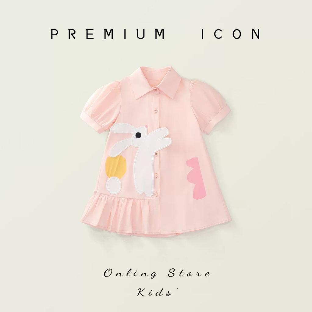 Girls Summer Preppy Shirt Dress Stylish Kids Clothing Little Girl Collared Button Down Casual Short Sleeve Party Sundress