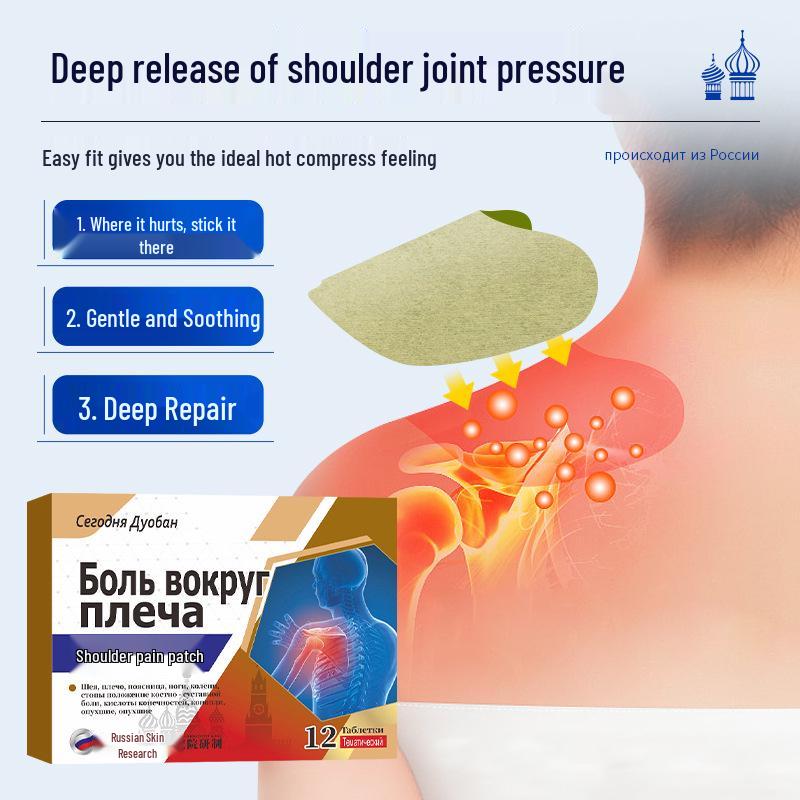 Russisches Schulter- & Nackenschmerz-Linderungspflaster für Periarthritis, Beschwerden, Schmerzen, Schwellungen, Taubheit und eingeschränkte Beweglichkeit