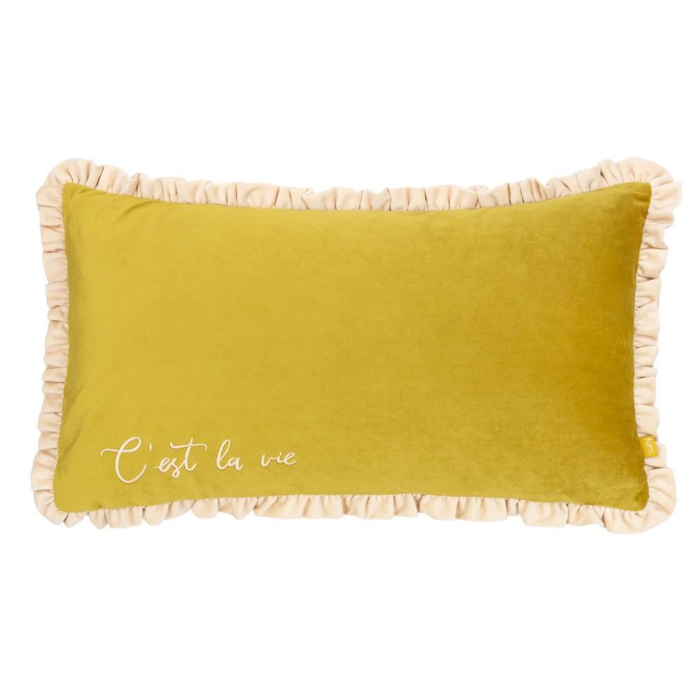 Furn Fodera per cuscino ricamata Cest La Vie 30cm x verde