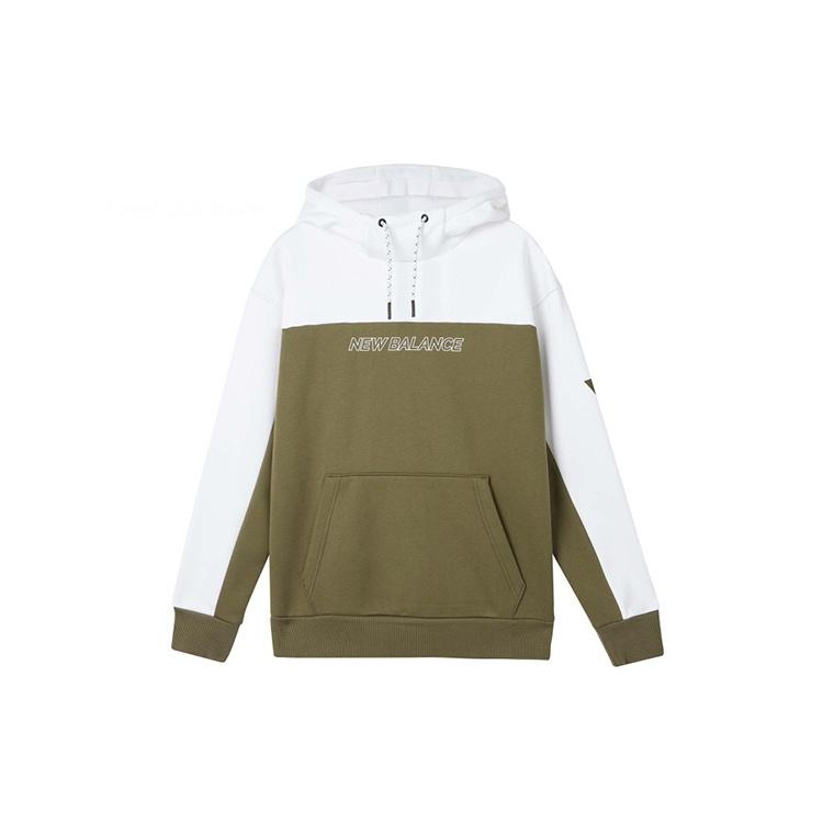 New Balance Casual Color Block Hoodie Asia Sizing White Olive Green Men s AMT04368-OV M
