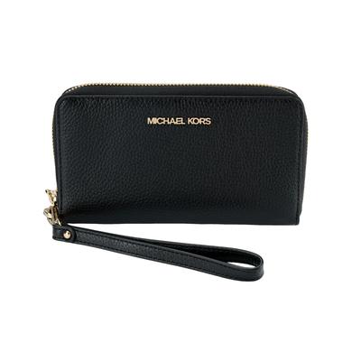 MK Jet Set Travel Logo Zip Leather Wallet Large Women Wallet Black 35S9GTVE7L-BLK