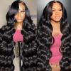 European American Front Lace Wig Women's Black Mid Split Long Hair With Big Waves Body Wigs Full Head Cover
