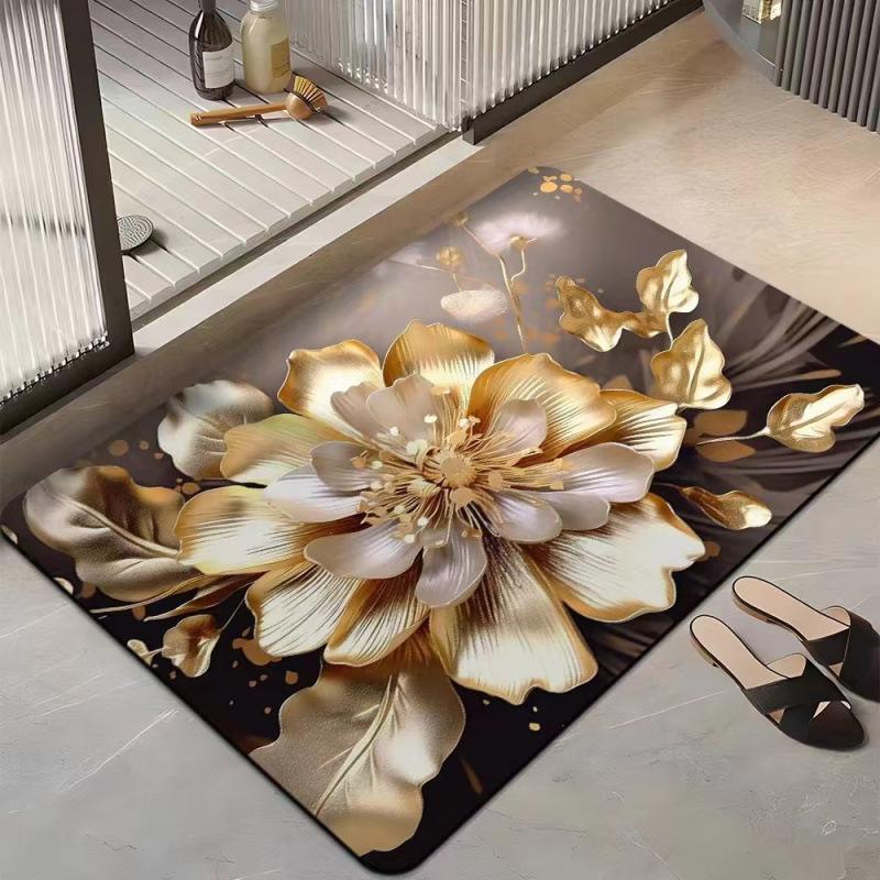 3D Flower Floor Mat Bathroom Absorbent Quick Drying Anti Slip Foot Mat Bathroom Kitchen Floor Mat