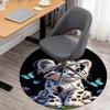 1PC Snow Leopard Round Chair Mat Area Rug - Non-Slip, Floor Mat for Office, Bedroom, Home Decor Christmas Gift C0528085