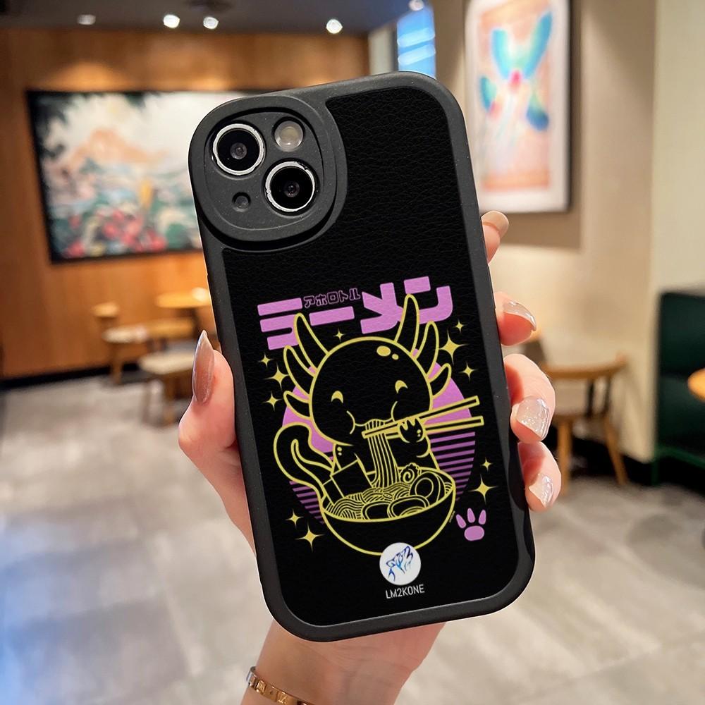 Axolotl and Ramen Phone Case For Apple Iphone 14 flirtatious Pro Max11 13 12 Mini X Xr Xs 8 Puls Se Lambskin Silicone Cover