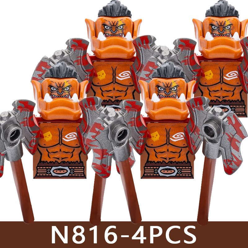 Medieval Castle Soldier Figures Building Blocks Knight Orc Warrior Dragon Wolf Animals Battle Flags Accessories Bricks Toys Boys
