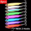 8pcs Metal Cast Jig Spoon 10g 15g 20g 30g 40g 60g 80g Lures with Hook Casting Jigging Fish Sea Bass Fishing Lure Artificial Bait