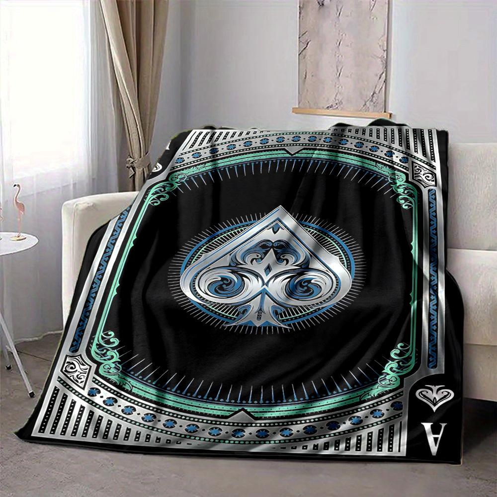 1PC Playing Card Ace of Spades Print Blanket, Soft Throw Blanket - Warm & Cozy for Couch, Bed, Office, and Travel Yy250912205