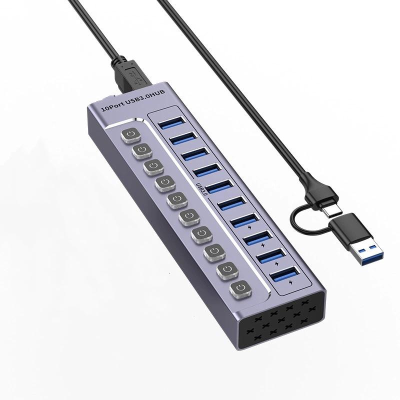 

10-Port USB 3.0 Hub Expander for Laptops, Phones, and Desktops