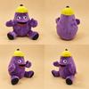 McDonald's Grimace Plush Toy Purple Grimace with Yellow Hat Soft Stuffed Doll McDonaldland Character Plushie for Fan Kid Birthday Gift Home Decoration