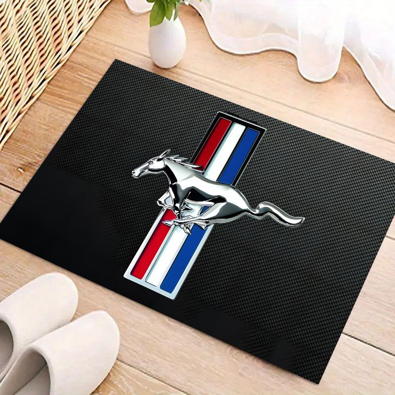 M-Mustang Auto Logo Aufgedruckte Fußmatte Haus Schlafzimmer Küche Rutschfeste Bodenteppich, Saugfähige Schmutzabweisende Fußmatten