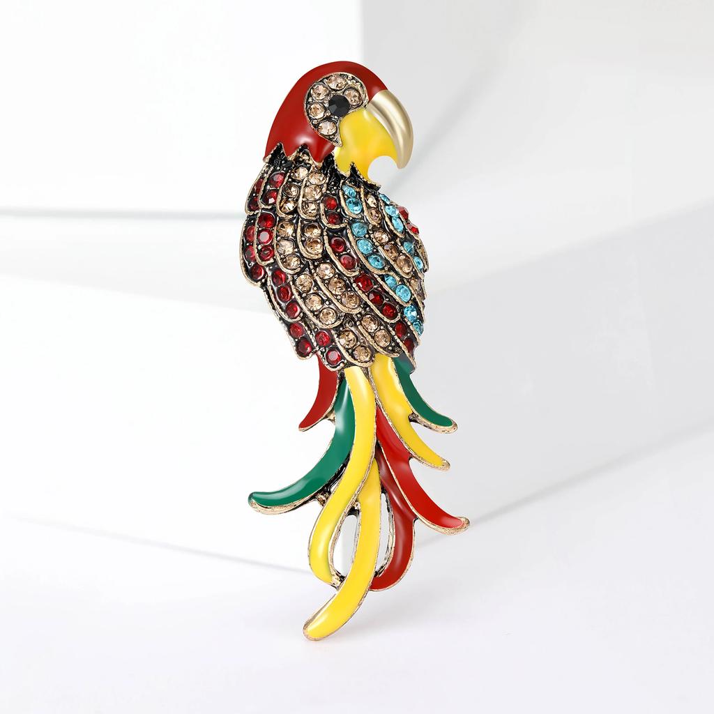 Rhinestone Parrot Brooches for Women Unisex Animal Pin Bird Lapel Pins Event Funny Luxury Gifts New Year Friends Decoration
