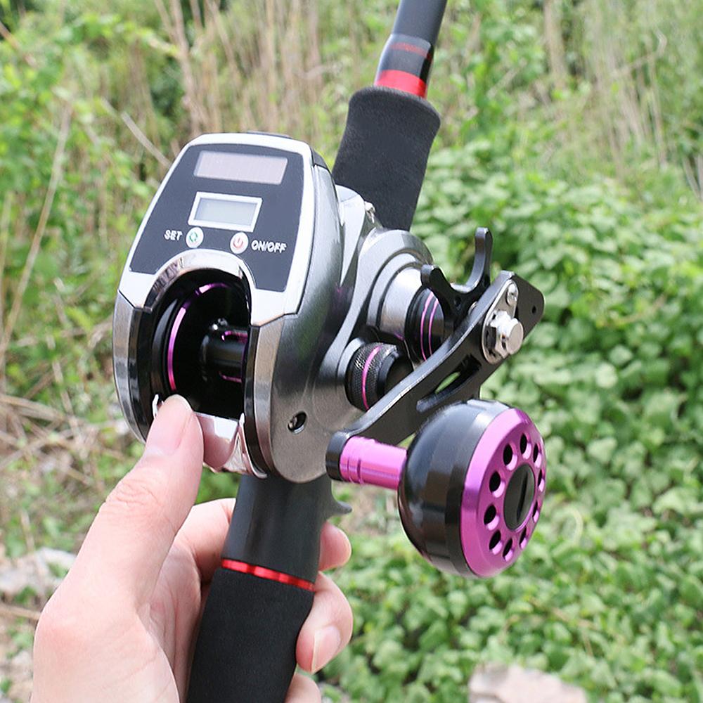6+1BB 8.0:1 Ratio Digital Display Baitcasting Reel with Sun Power Charging System High Speed Fishing Reel with Line Counter