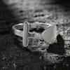 Women Ring Adjustable Fit Asymmetric Heart Design Bright Polished Mirror Texture Finger Ring Jewelry Gift