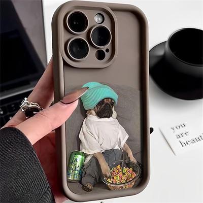 Custodia per telefono in silicone alla moda con cucciolo di cane carino per iPhone 15 14 13 12 11 Pro Max XS Max X XR 7 8 15 Plus SE 2020, protezione per obiettivo della fotocamera, copertina morbida