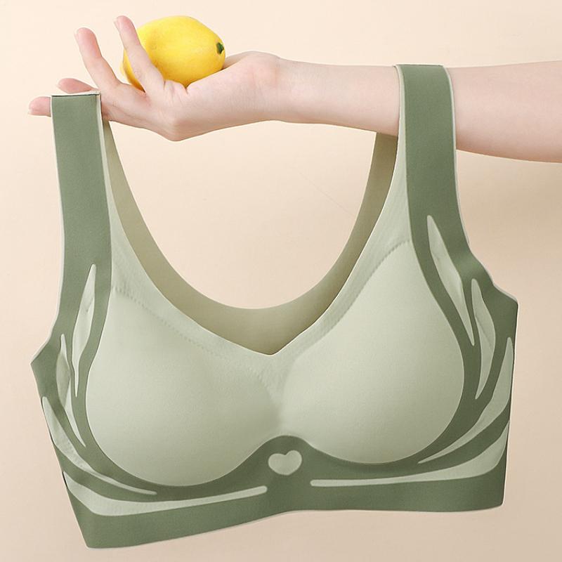 2 PCS Women's Seamless Gathering No Steel Ring Underwear Bra Skin-friendly Breathable Bra