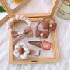 Exquisite Autumn and Winter Hair Accessories Gift Box Milk Tea Coffee Color Cloth Plush Hair Clip Hair Band Children and Girls All The Headdress 5