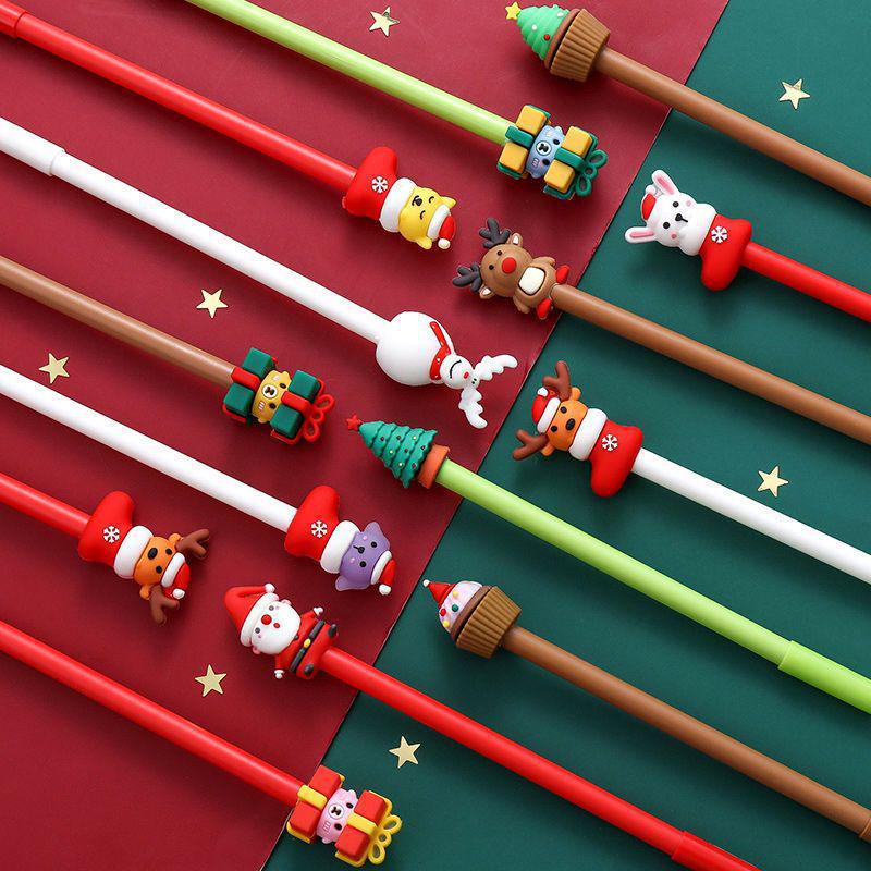 Festive Cartoon Christmas Pen: Cute Black Ink for Students