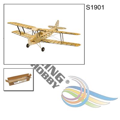 Dancing Wings Hobby S1901 Lemn de balsa Avion RC Tiger Moth Telecomanda Biplan KIT neasamblat