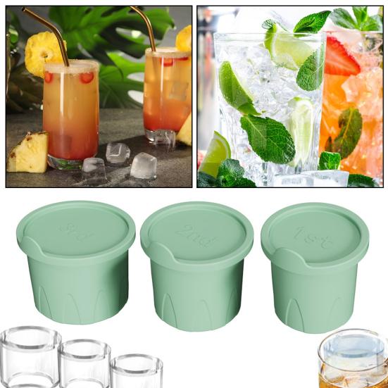 3Pcs Ice Tray Silicone Hollow Ice Lid Cubes Mold with Cylinders for 30/40 Oz