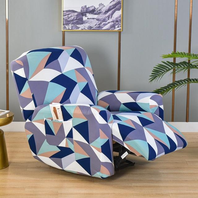 Printed Elastic Recliner Sofa Cover Soft Stretch Single Sofa Covers For Living Room Pets Kid Split Functional Lounger Chair Case