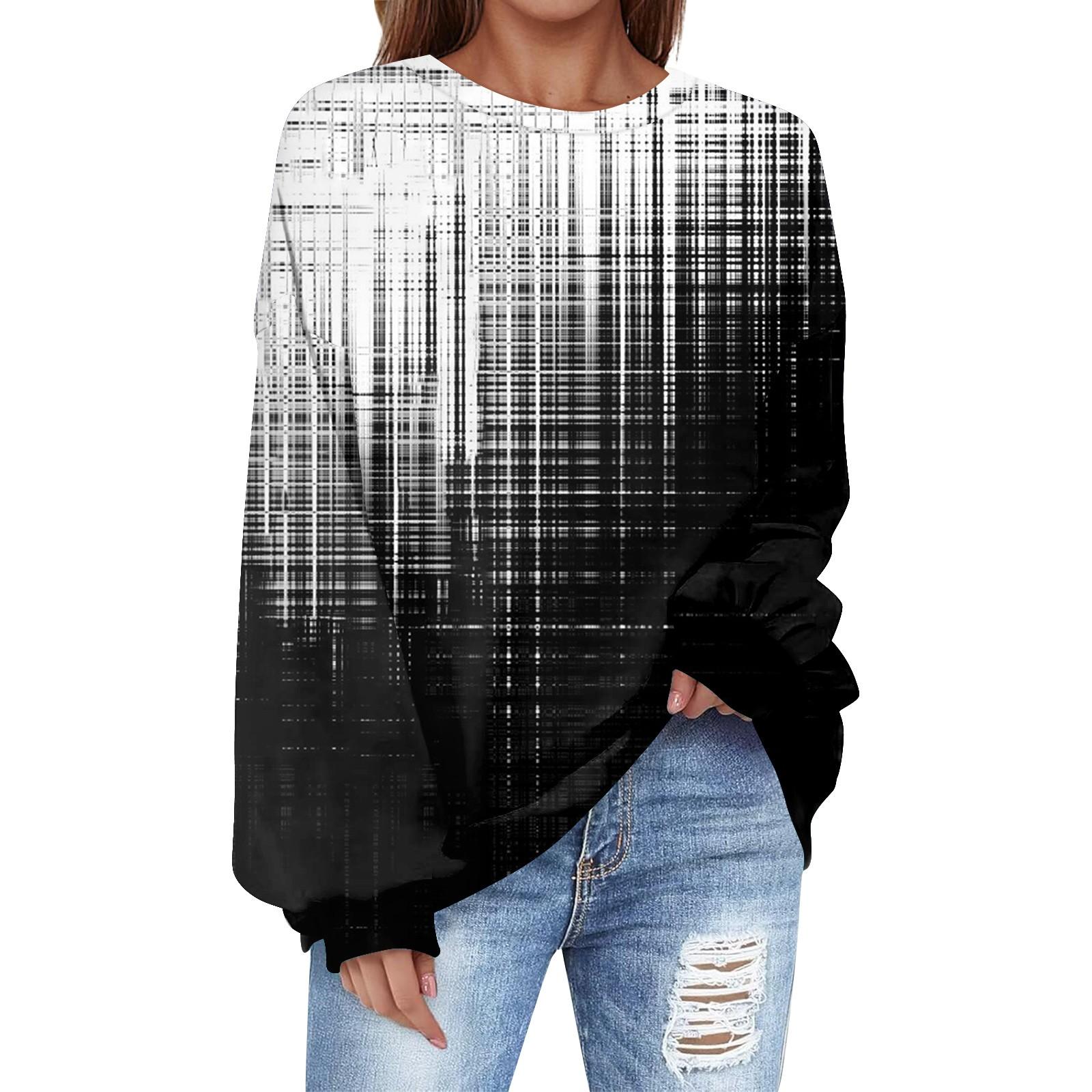 

Світшот великого розміру для жінок, сорочки з довгим рукавом і круглим вирізом, світшот XXXL