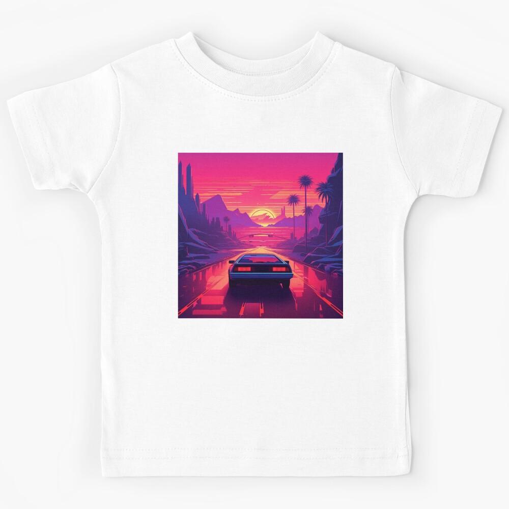 Synthwave Sunset Drive Poster Kids T-Shirt 120