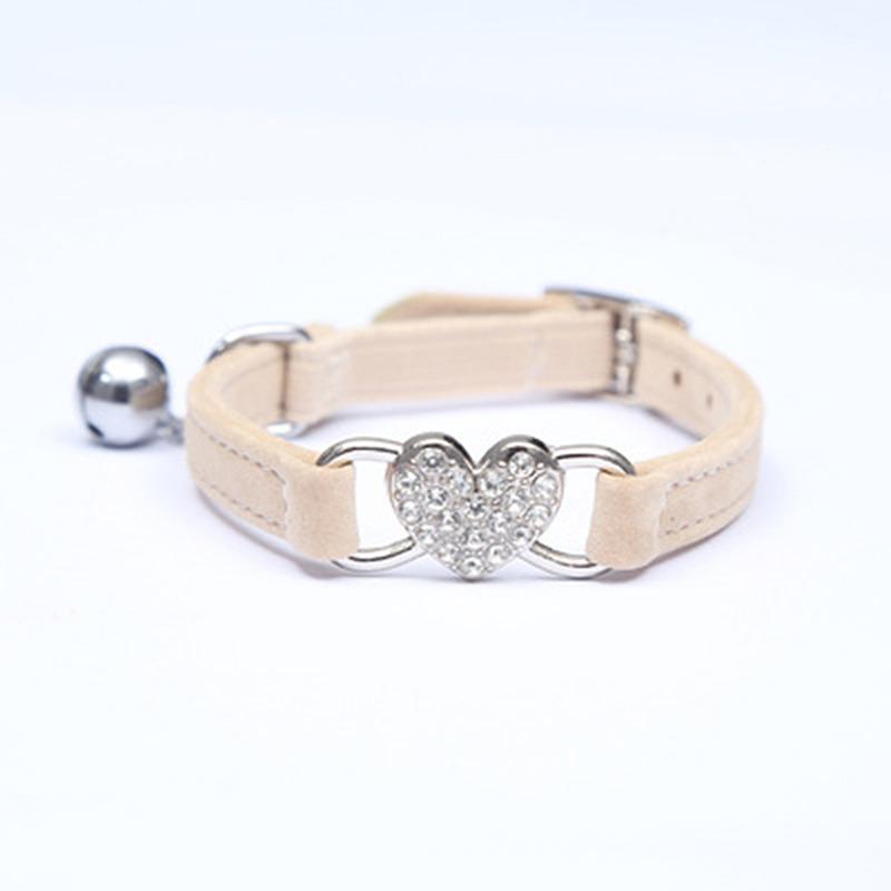

Heart Flocked Rhinestone Bell Cat Collar - Bestseller Pet Supplies In Stock слоновая кость