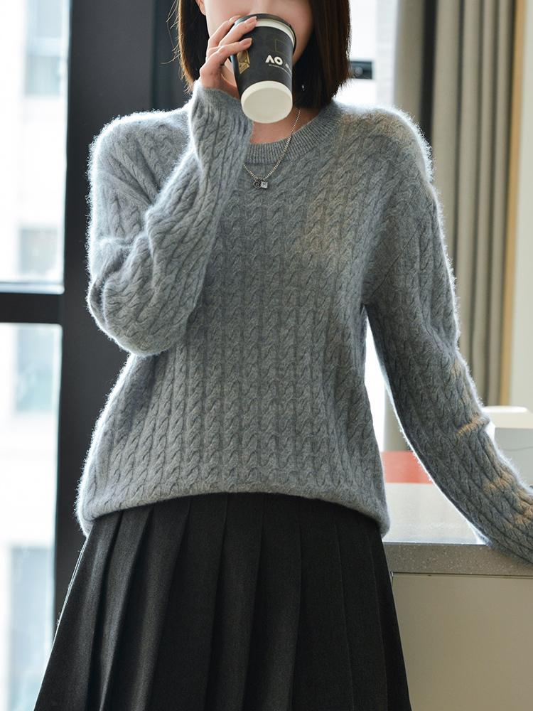 Women's Cashmere Sweater Qinghe Cashmere 30% Cashmere 70% Wool Autumn and Winter Cashmere Pullover Soft and Warm