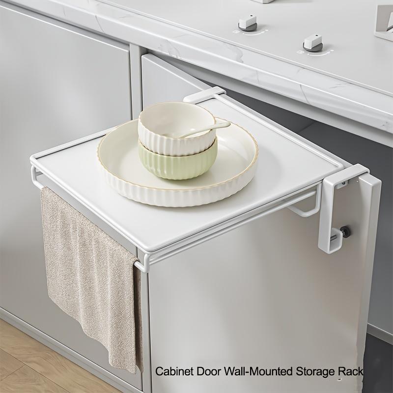 1pc of a Foldable Countertop Storage Shelf Designed To Hang On Cabinet Doors Serving As a Multifunctional Auxiliary Partition Board