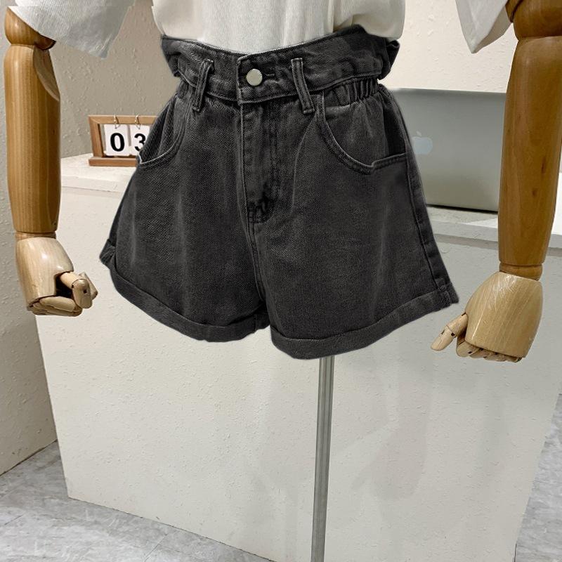 

Брюки классические и минималистичные модные универсальные эластичные с высокой талией женские летние свободные тонкие с подворотами широкие брюки для улицы летние джинсовые шорты L черный серый