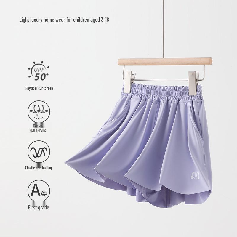 

Дівчачий швидковисихаючий спортивний шорт-спідниця з крижаного шовку - Літній спортивний легкий верхній одяг для дітей 110 cm