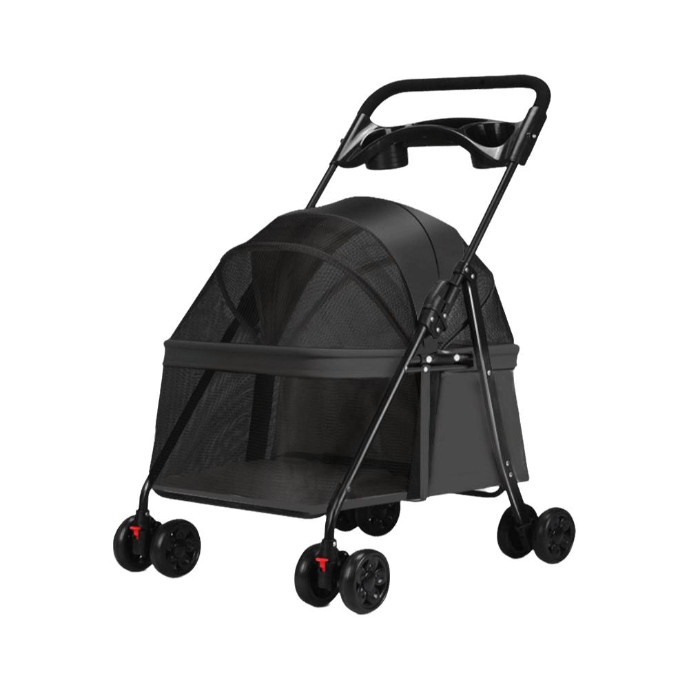Dog Stroller Foldable Pet Stroller 4 Wheels Dog & Cat Pet Trolley Carrier Steel Frame Compact Pet Push Cart City Walks