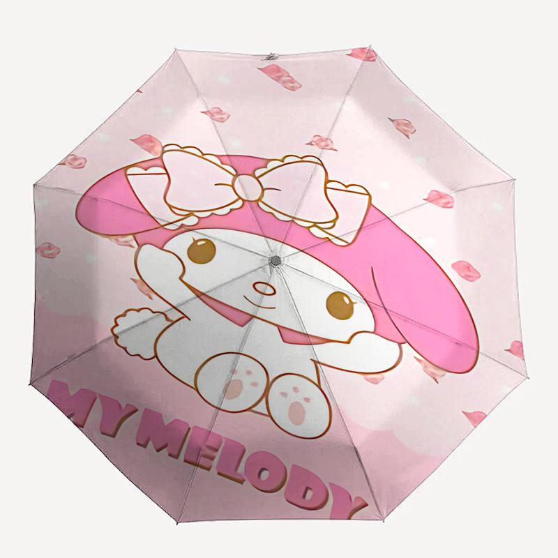 1pc My Melody Pink Bow Outdoor Umbrella - Automatic Open/Closed, Foldable Design, 8-Rib Iron Frame, Festival Gift for Fans, Travelers, Daily Use.D080