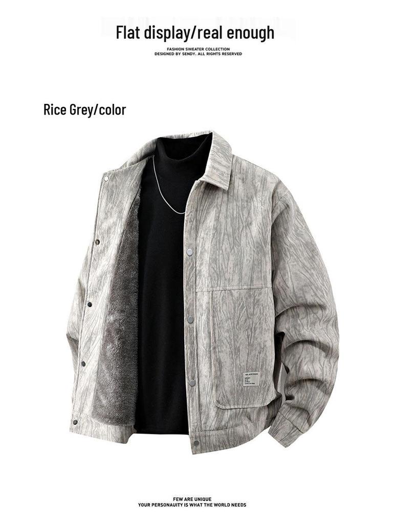New Arrival Men's Plus Size Corduroy Jacket: XL Loose Fit, Trendy Lapel Shirt Style