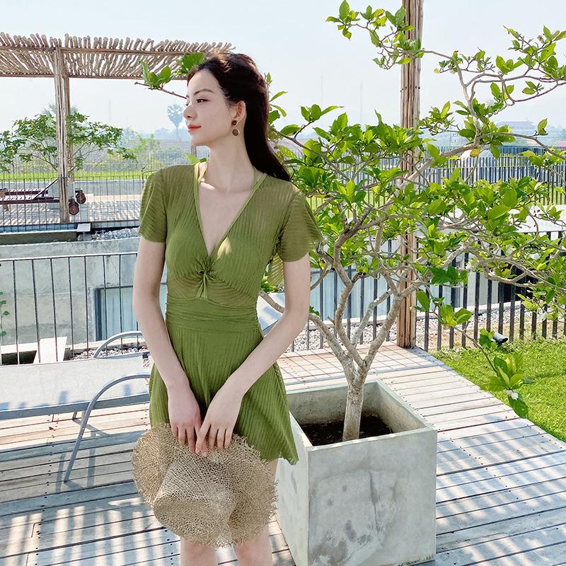 Costume da bagno intero con gonna da donna 2025: Costume da Bagno Coreano Hot Spring Snella, Conservativo, Sexy