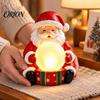 Resin Ornament for Desktop Light Up Santa Claus Figurine, Christmas Statue Holding Glowing Crystal Ball, Warm Holiday Atmosphere Lighting Night Light,