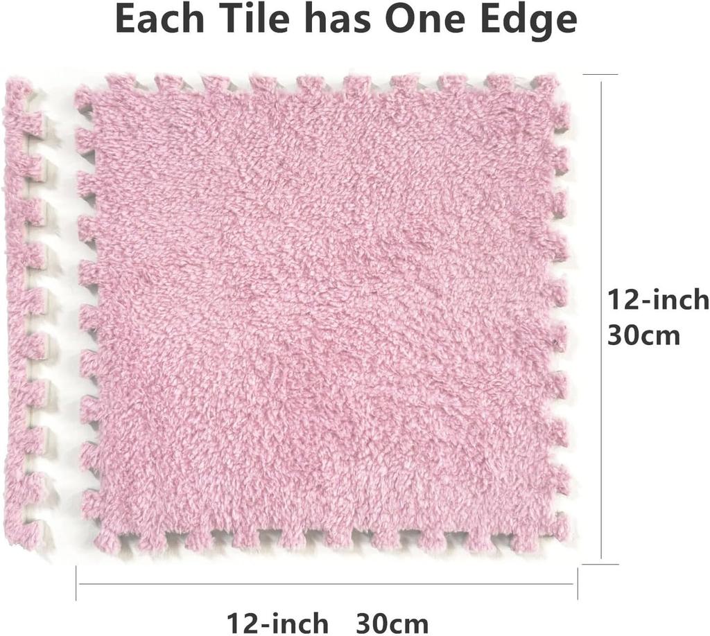10Pcs Interlocking Carpet Tiles 30*30*1CM Plush Interlocking Foam Fluffy Play Mat Floor Rug Creative Puzzle Bedside Relaxing Mat