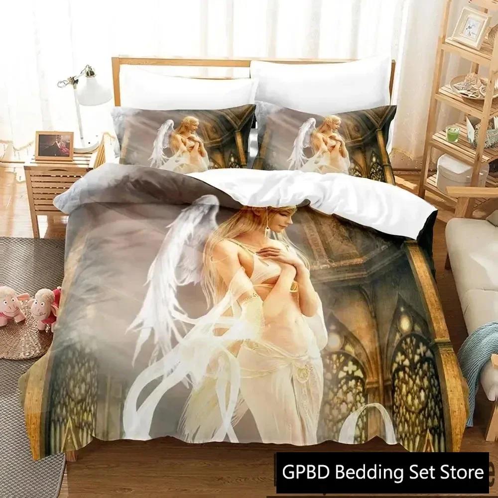 3D Print Guardian Angel Comfortable Duvet Quilt Cover Pillowcase Bedding Set Children Bedroom Decoration Home Textile