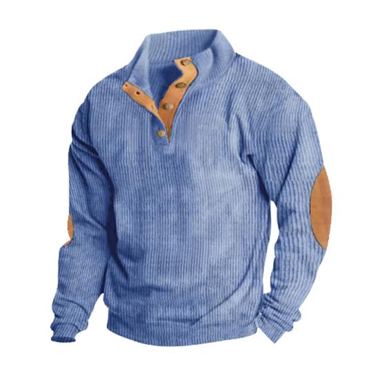 

Spring Autumn Men Top Colorblock Patchwork Retro Style Half-open Stand Collar Sweatshirt Plus Size Loose Long Sleeves Top Daily Life S синий