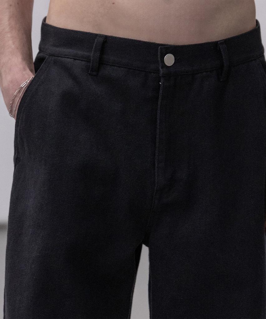Dekkoloso Twill Cotton Semi-Wide Pants [Black]
